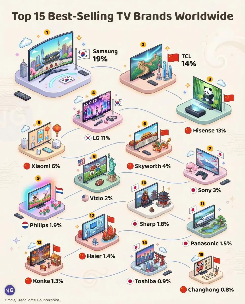전 세계 TV 브랜드 점유율 순위